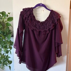 Chic Plum Lace Women's Blouse